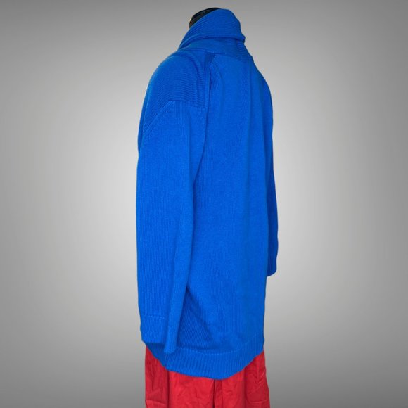 Hermes NWT Cashmere & Cotton Shawl Collar Cardigan EU 40 Blue Smalt Sweater - Picture 3 of 14